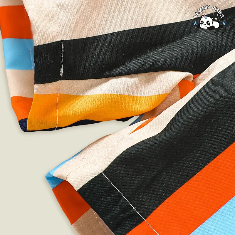 LEZONKIDS - Customized Children's Summer Clothing Casual Stripe Shirt Set Cute Boys Clothes Set
